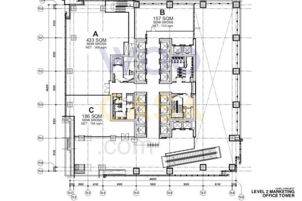 Sewa Kantor Pakuwon Tower Jakarta 157m2 Kondisi Bare